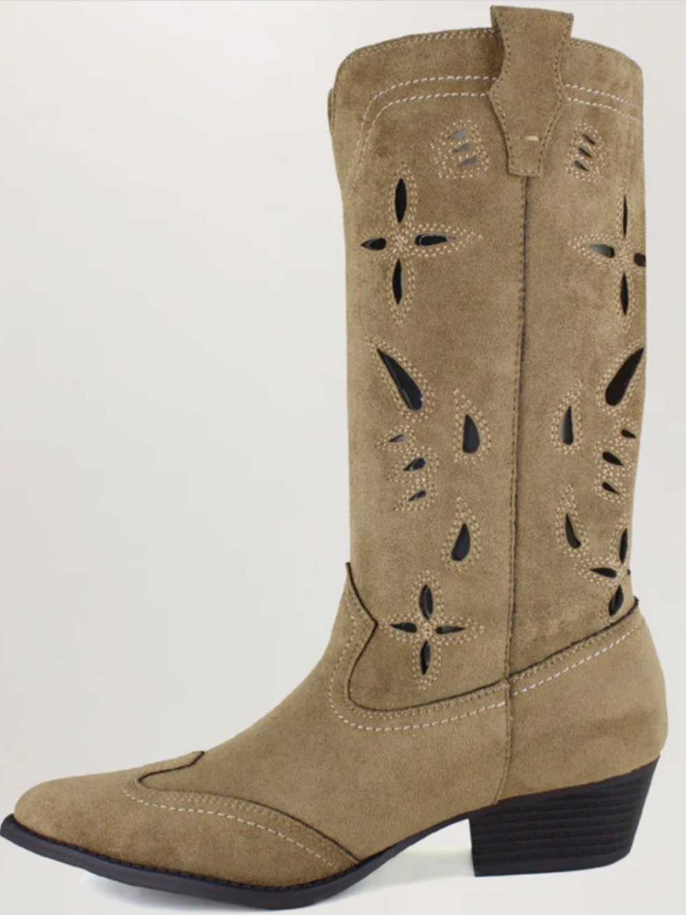 Unionbay Ora Western Boots Taupe Faux Suede Cowboy Boots NWT